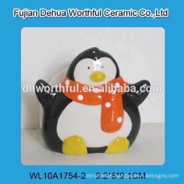 New design handpainting penguine ceramic napkin holder